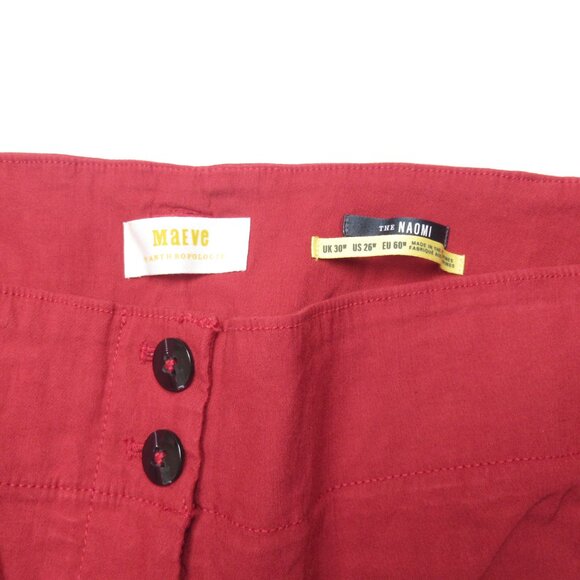 Anthropologie Maeve The Naomi Wide-Leg Flare Pants Dark Red 26W - Picture 7 of 10